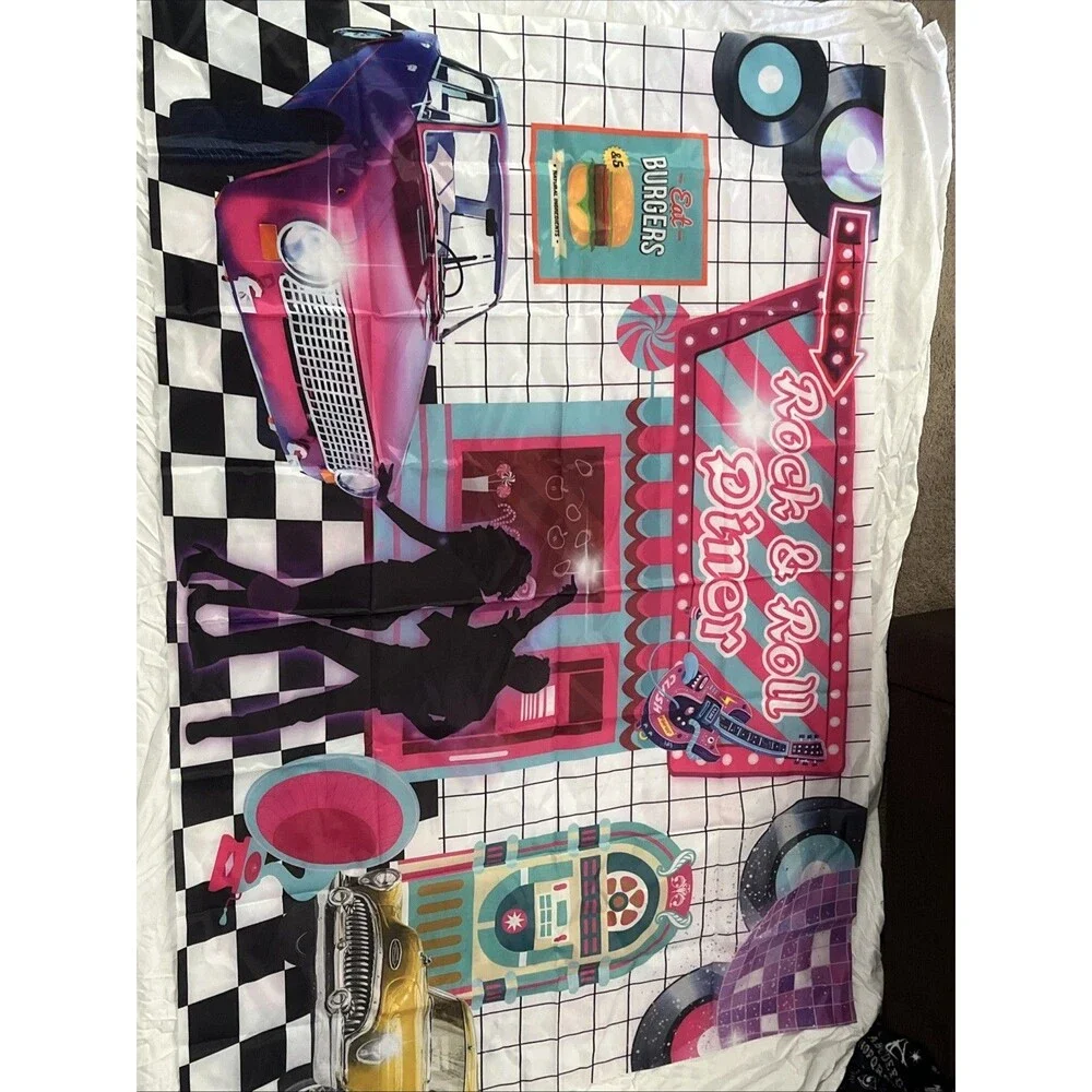 Back to 50s Theme Background Birthday Party Background 4x5 Feet